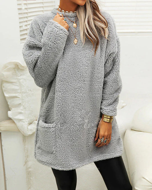 Sandra - casual round neck sweater with pockets