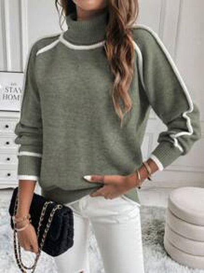 Women's casual high-neck pullover sweater