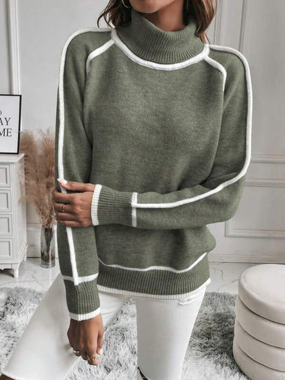 Women's casual high-neck pullover sweater