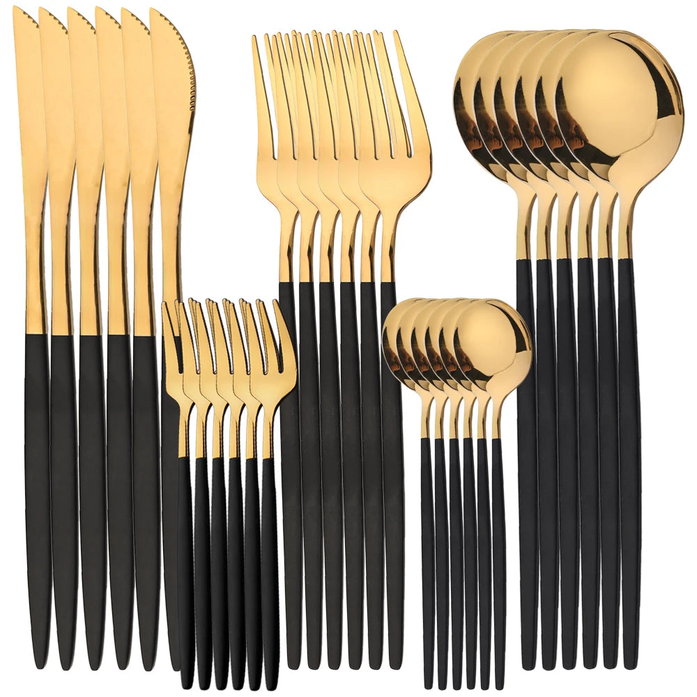 RoyalGleam 24-Piece Gold Tableware Set