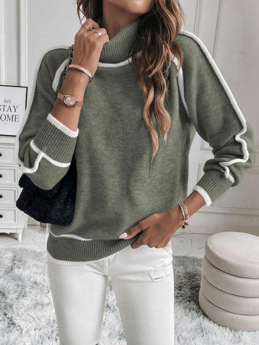 Women's casual high-neck pullover sweater