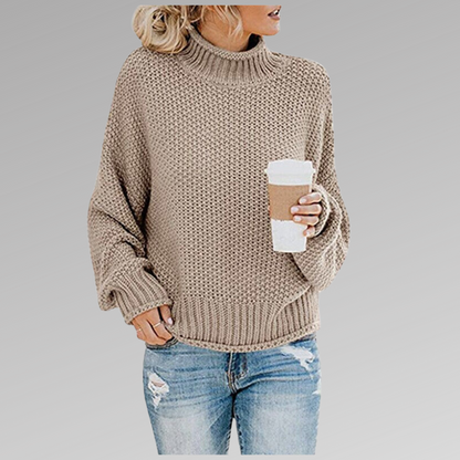 Autumn winter women's high neck knit pullover sweater