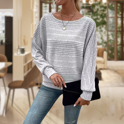 Women's chic striped knit pullover sweater