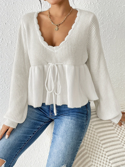 White knitted sweater for women