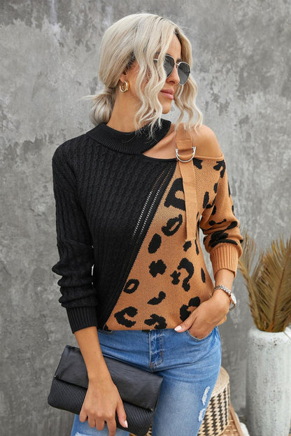 Dayana - leopard block turtleneck sweater