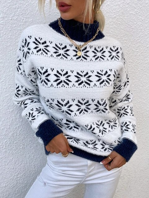 Helga - elegant sweater with snowflake pattern