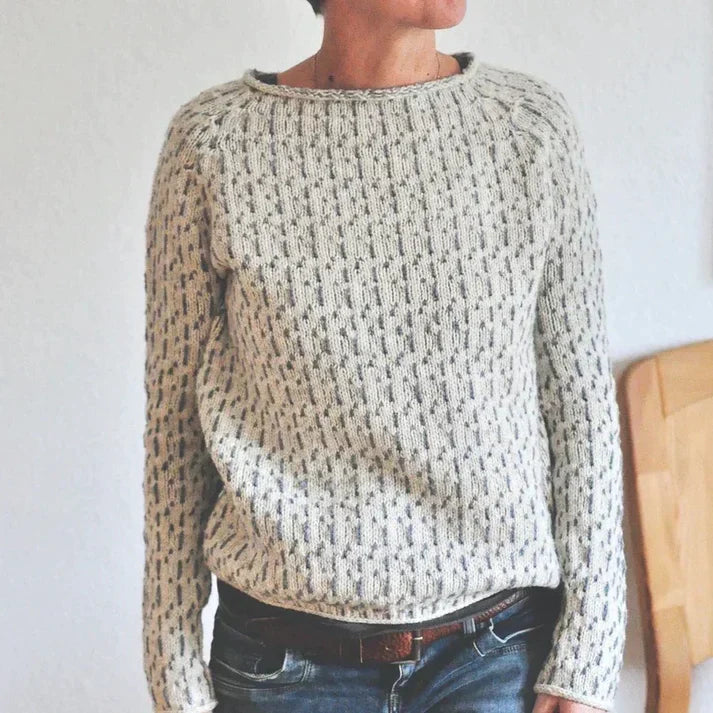 Women's chic grey boat neck sweater