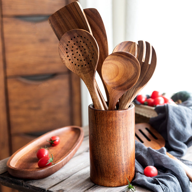 EcoCraft Artisan Wooden Utensil Holder