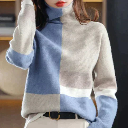 Sylvi - elegant blue white combination sweater