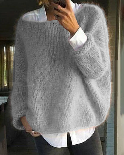 Women's  fuzzy off-shoulder oversized sweater