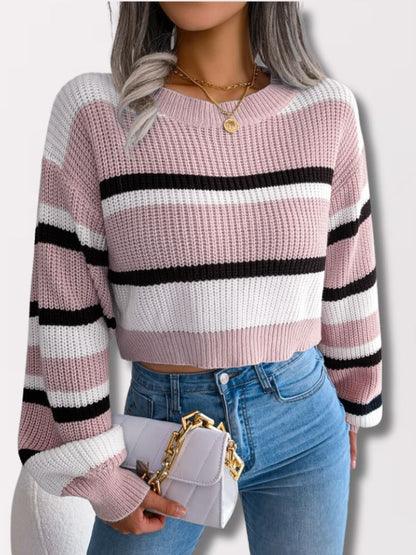 Arlene - Striped Crop Pullover