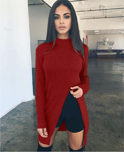 Cyde - mock neckline split thigh longline sweater