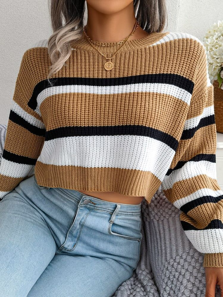 Arlene - Striped Crop Pullover