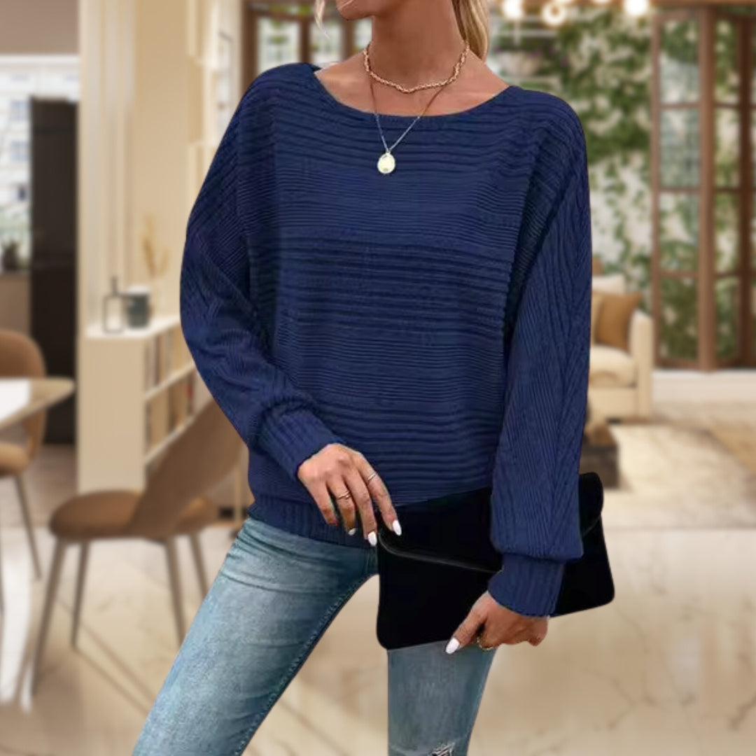 Women's chic striped knit pullover sweater