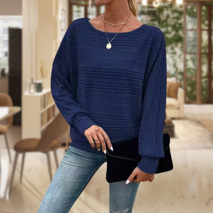 Women's chic striped knit pullover sweater