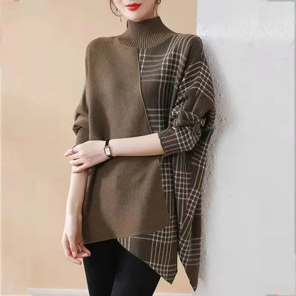 Michelle - casual plaid half turtleneck sweater