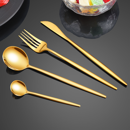 RoyalGleam 24-Piece Gold Tableware Set