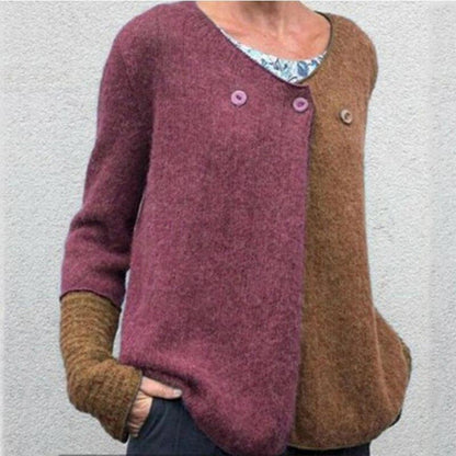 Women's casual button v-neck sweater