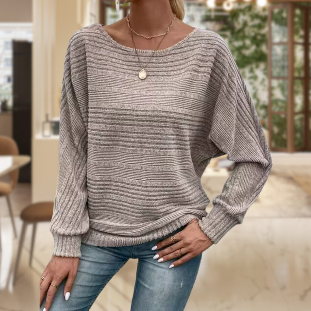 Women's chic striped knit pullover sweater