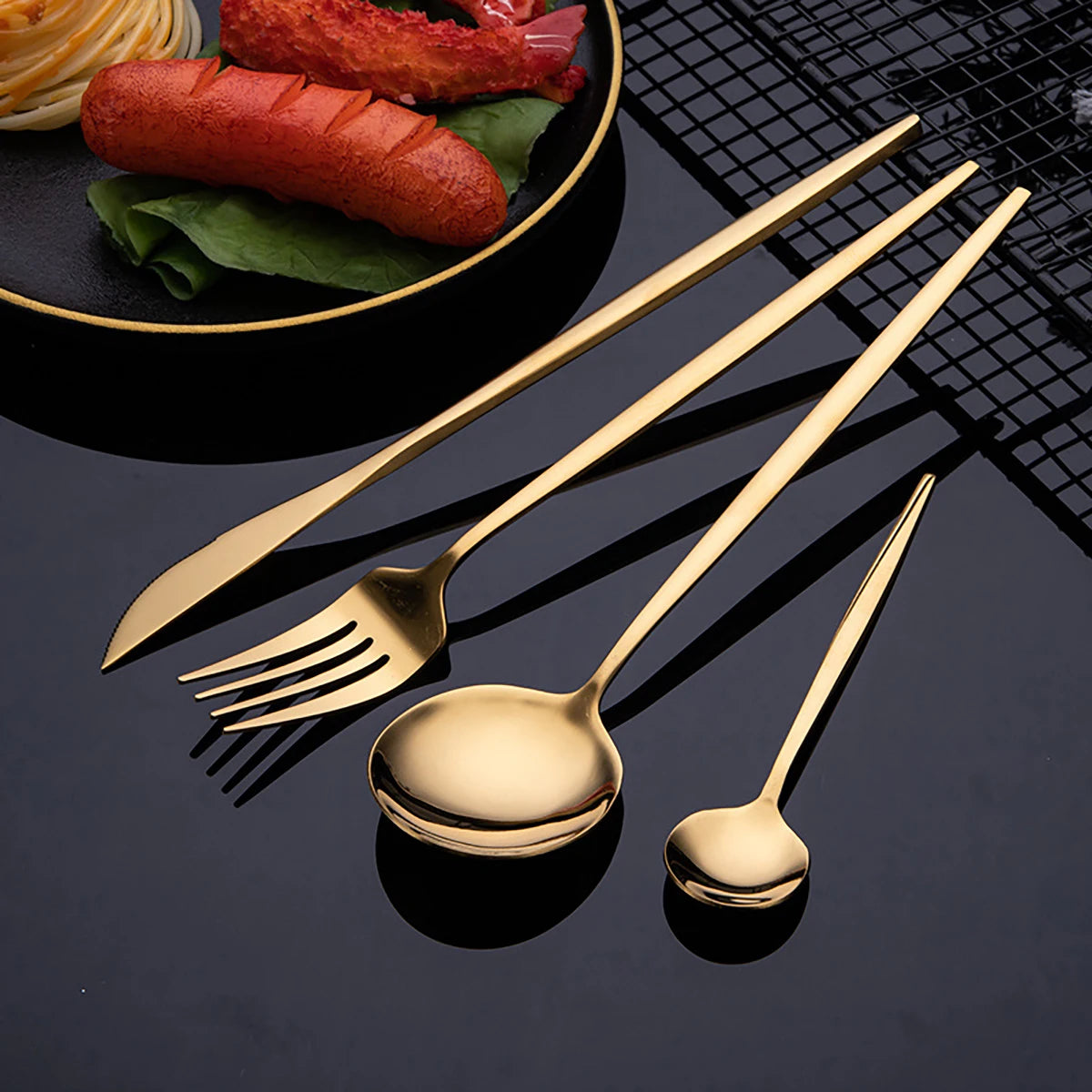 RoyalGleam 24-Piece Gold Tableware Set