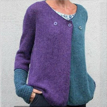 Women's casual button v-neck sweater