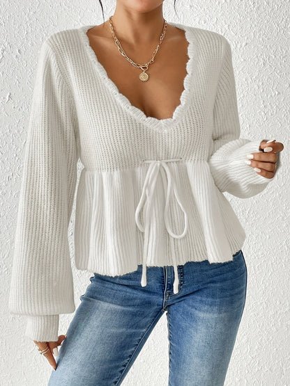 White knitted sweater for women