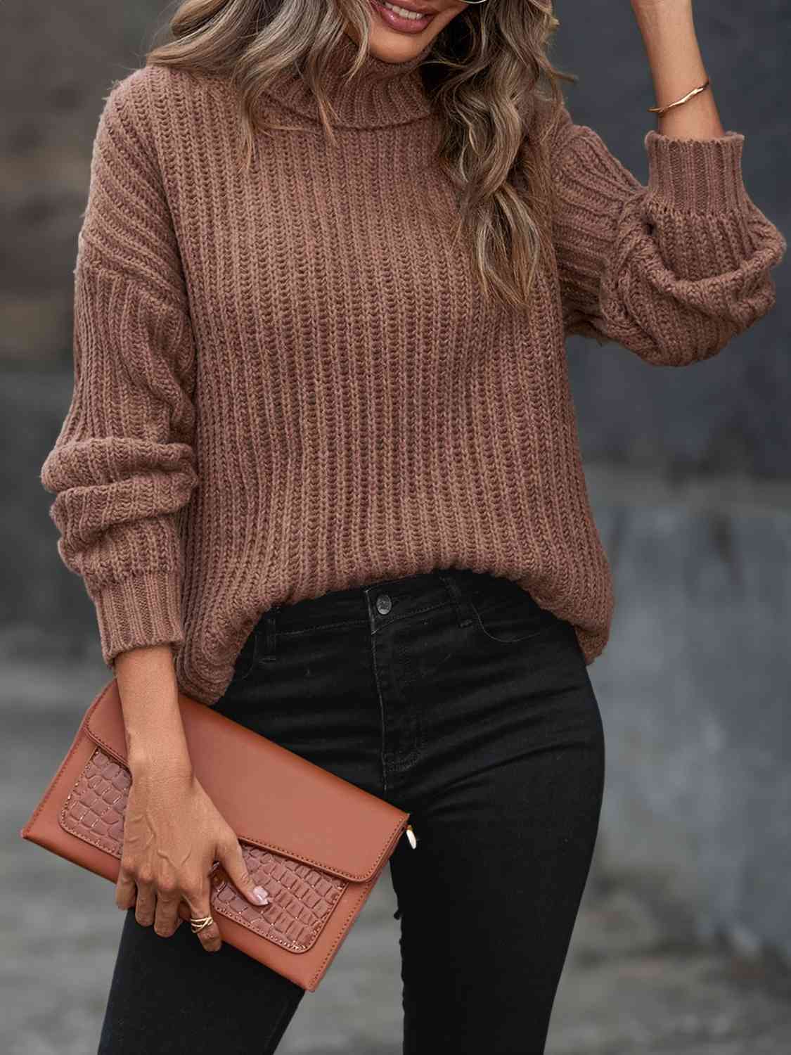 Orna - turtleneck rib-knit sweater top