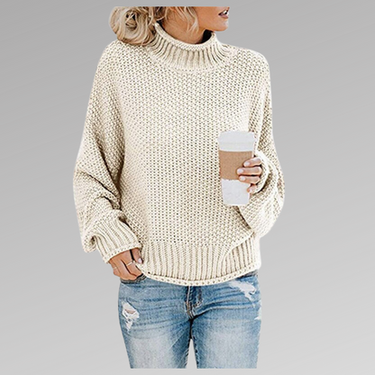 Autumn winter women's high neck knit pullover sweater