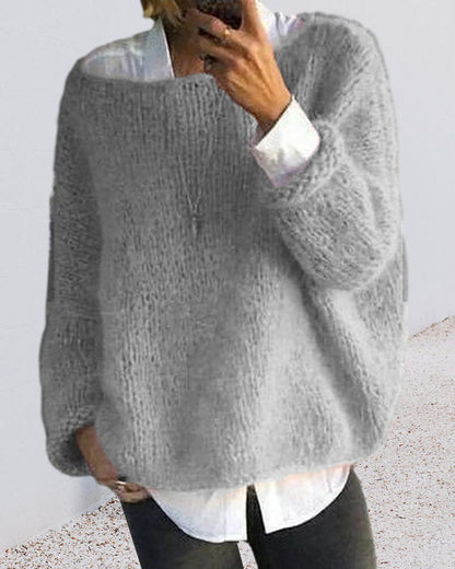 Women's  fuzzy off-shoulder oversized sweater