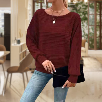 Women's chic striped knit pullover sweater