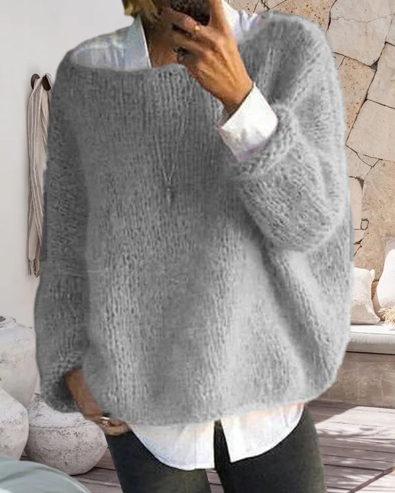 Women's  fuzzy off-shoulder oversized sweater