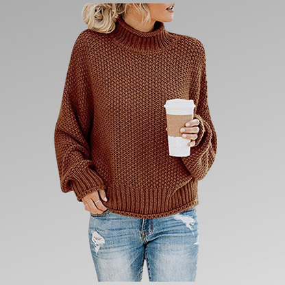 Autumn winter women's high neck knit pullover sweater