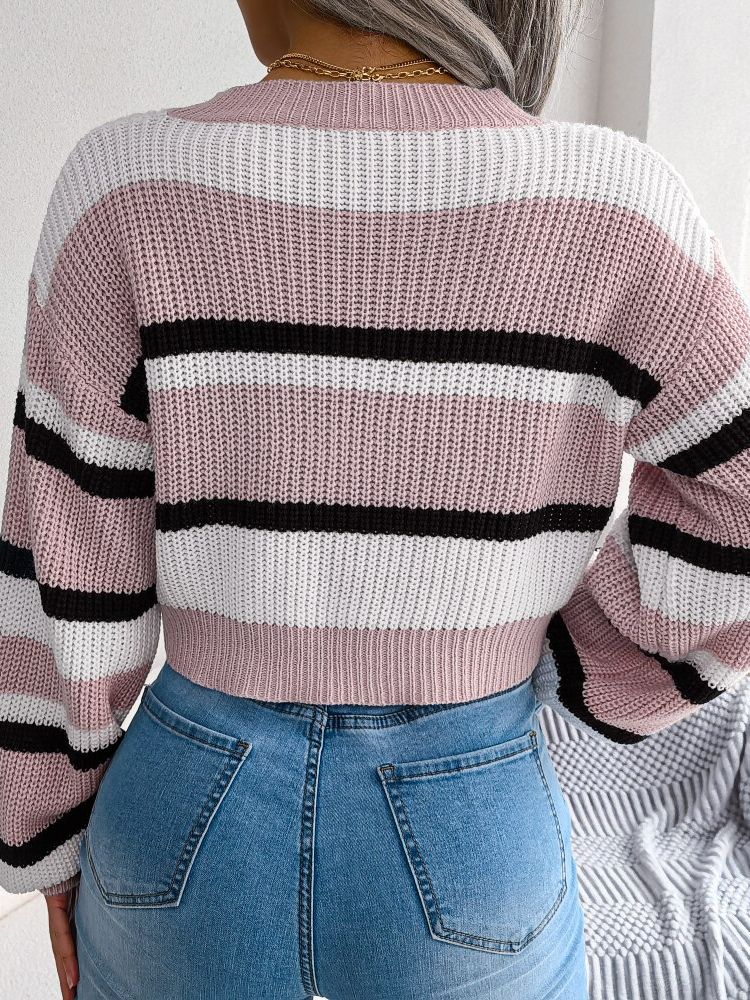 Arlene - Striped Crop Pullover