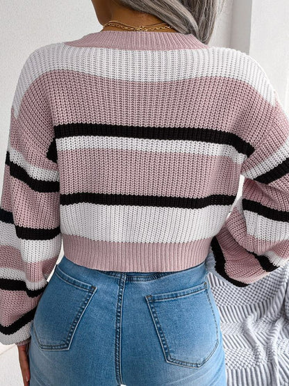 Arlene - Striped Crop Pullover