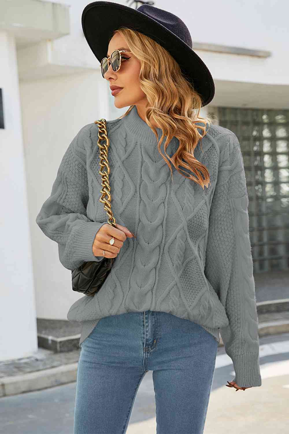 Olga - cable-knit long sleeve sweater