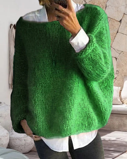 Women's  fuzzy off-shoulder oversized sweater