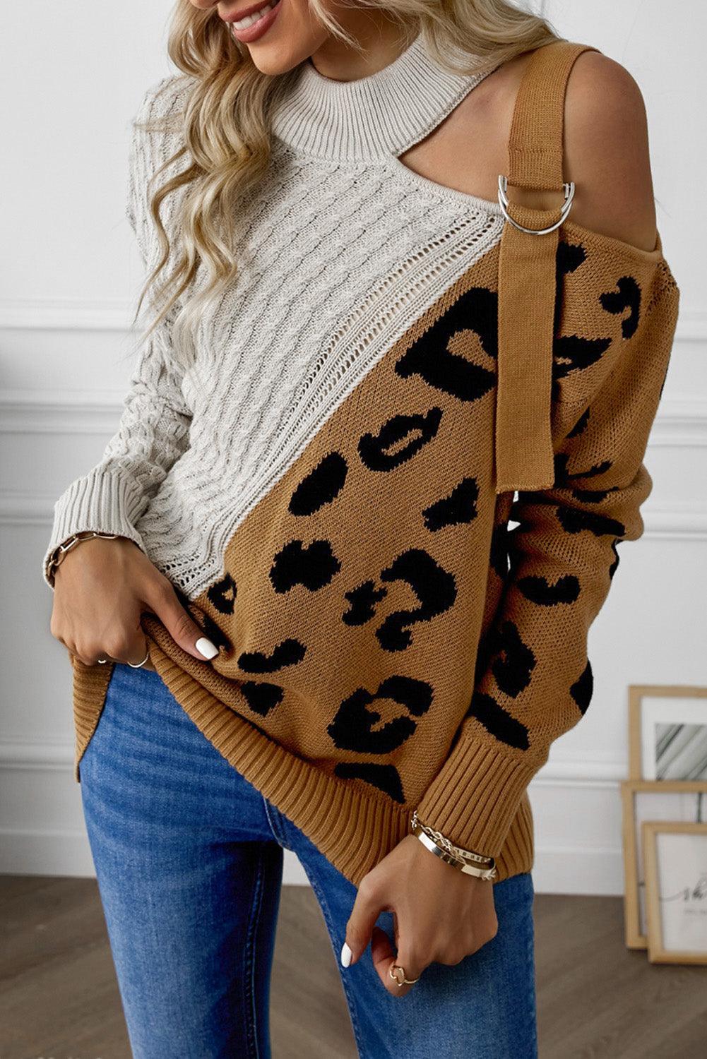 Dayana - leopard block turtleneck sweater