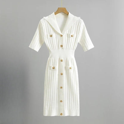 Women's summer slim fit short-sleeve knitted dress