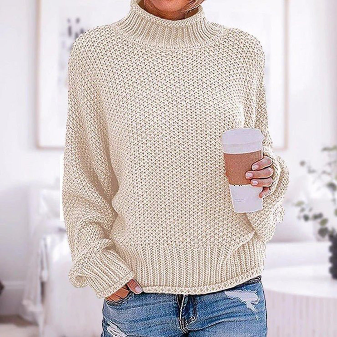 Women's autumn winter high collar knitted pullover sweater