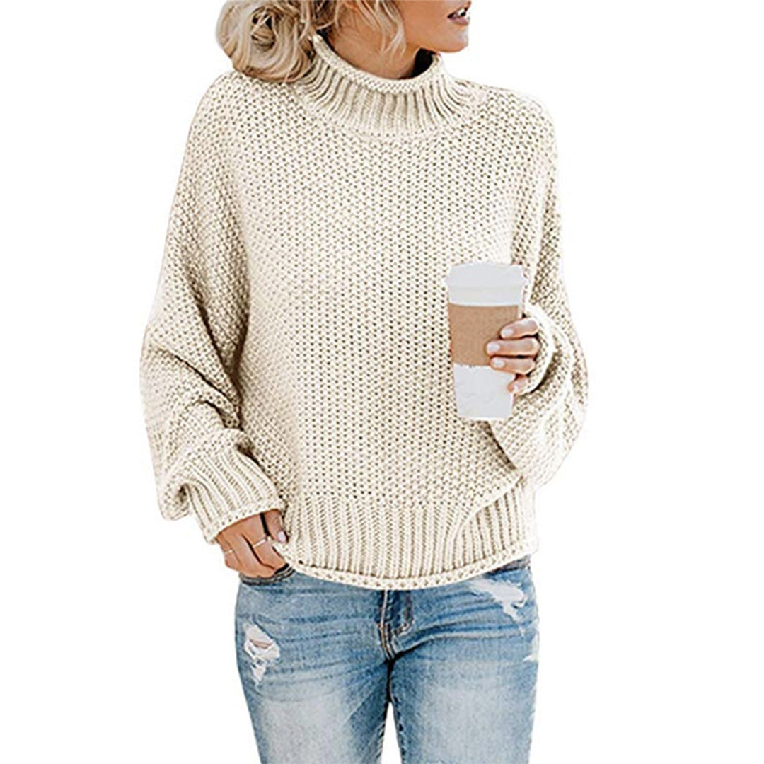 Women's autumn winter high collar knitted pullover sweater