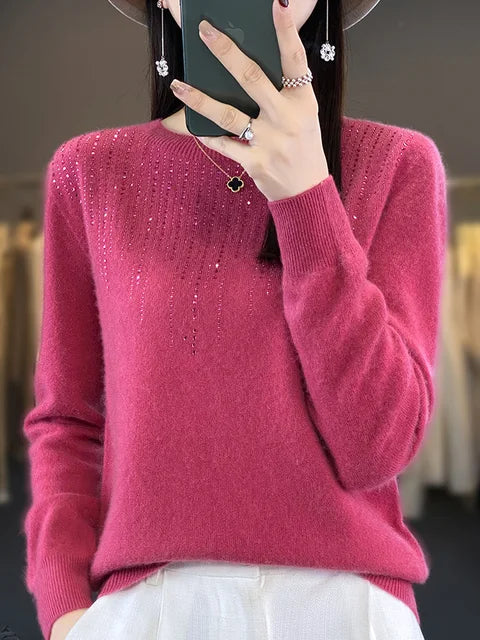 Sequined knitted sweater for women