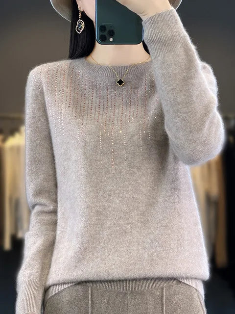 Sequined knitted sweater for women