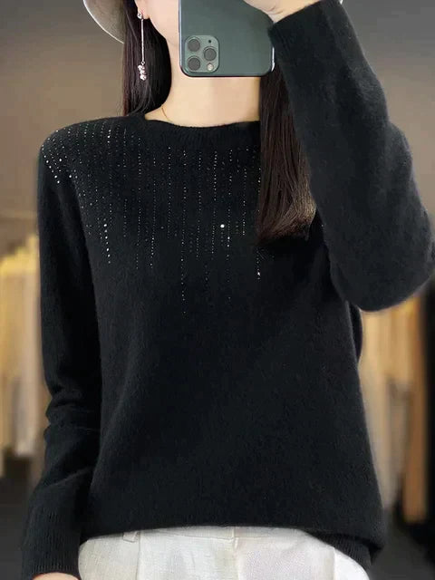 Sequined knitted sweater for women