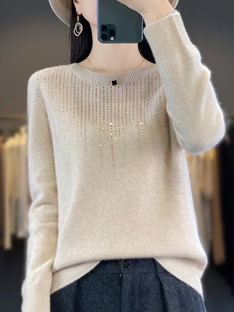 Sequined knitted sweater for women