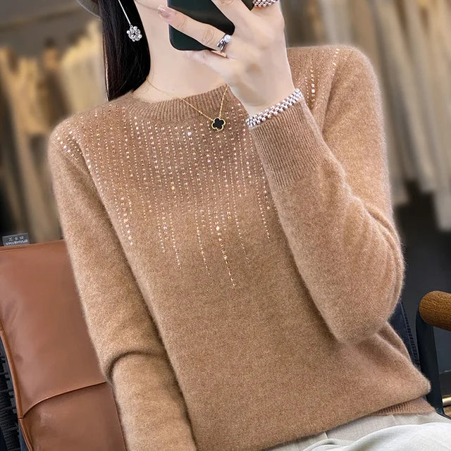 Sequined knitted sweater for women