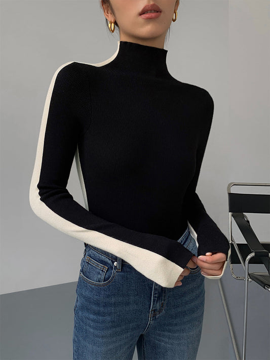 Aline - Double-sided knitted sweater with long sleeves in two colors