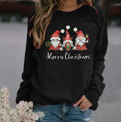 Women's christmas print long sleeve round neck sweatshirt