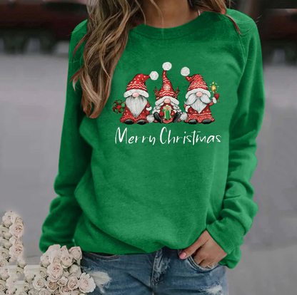 Women's christmas print long sleeve round neck sweatshirt