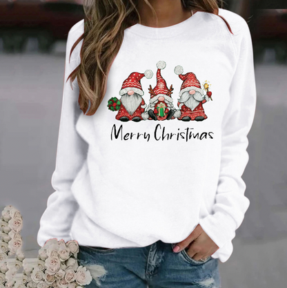 Women's christmas print long sleeve round neck sweatshirt