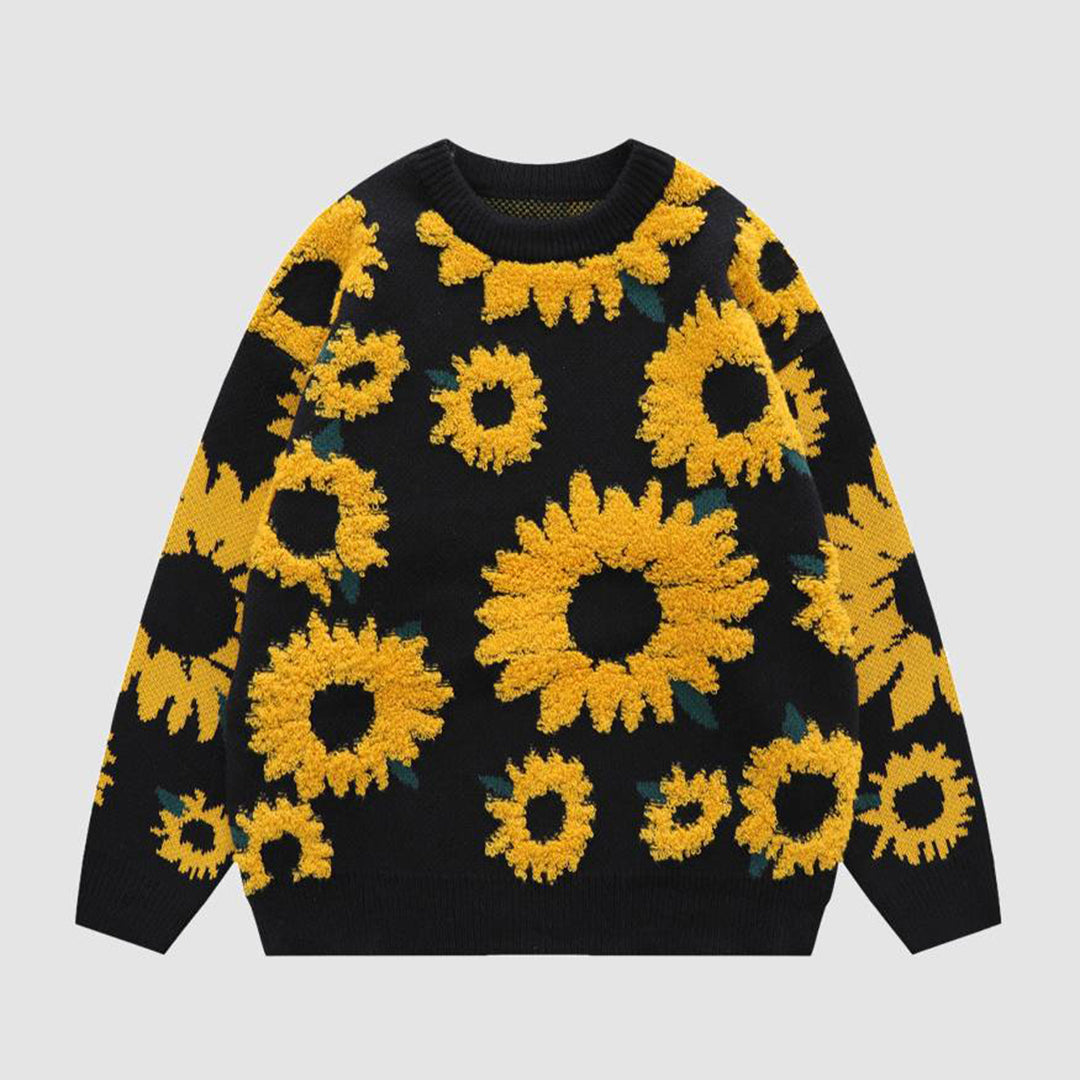 Nairna - cozy knitted sweater with sunflower